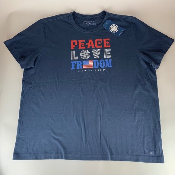 Life Is Good Other - Life Is Good Navy Blue Peace Love Freedom Crusher Tee Shirt Mens 3XL New